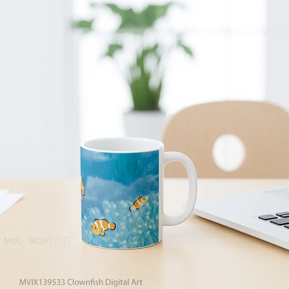 Mug Clownfish Digital Art Gelas Seni Modern - All-side / Desain