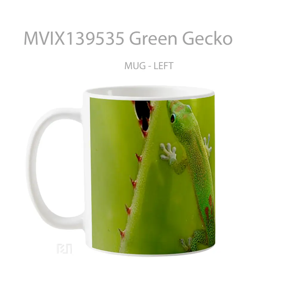 Mug Green Gecko Gelas Keramik Unik - All-side / Desain