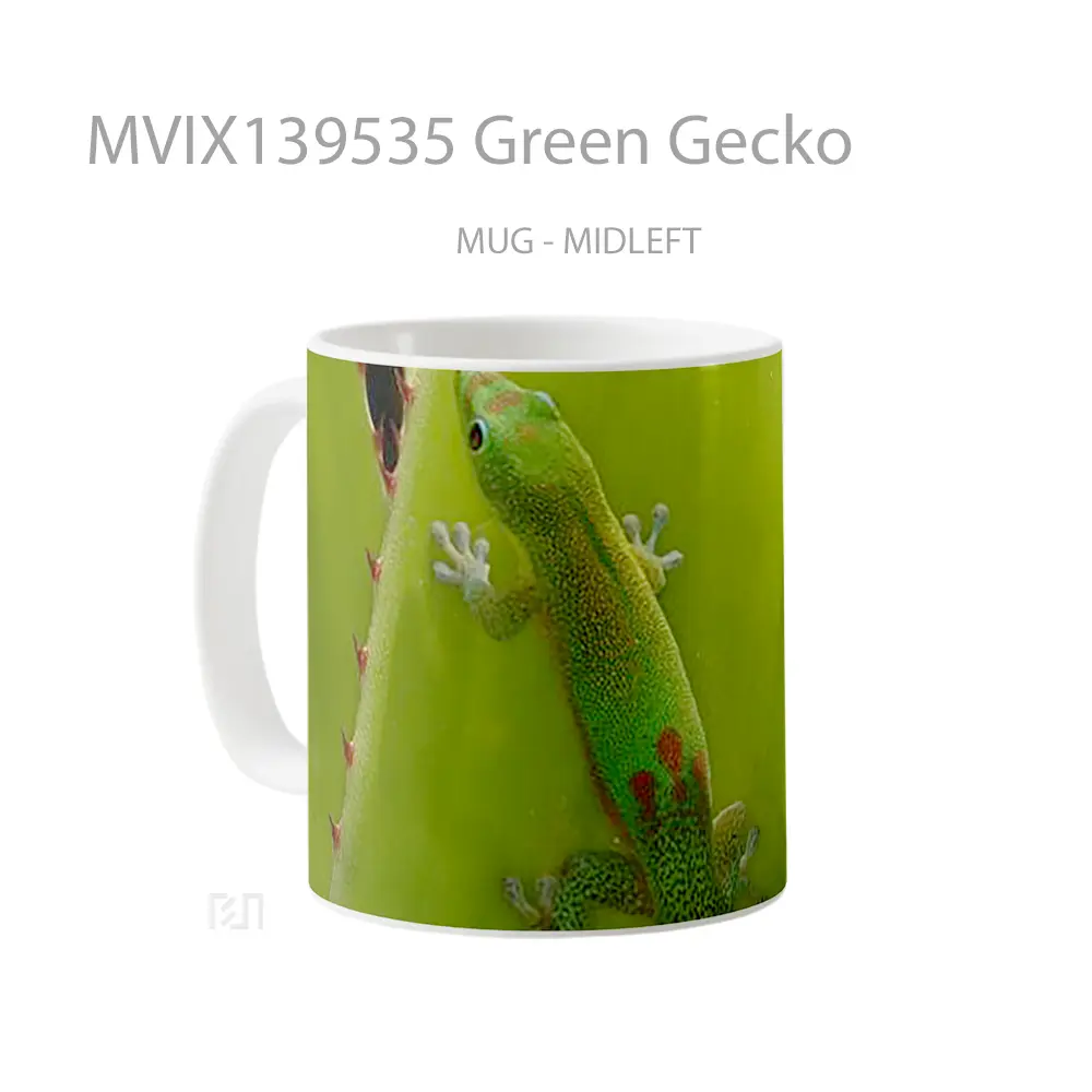 Mug Green Gecko Gelas Keramik Unik - All-side / Desain