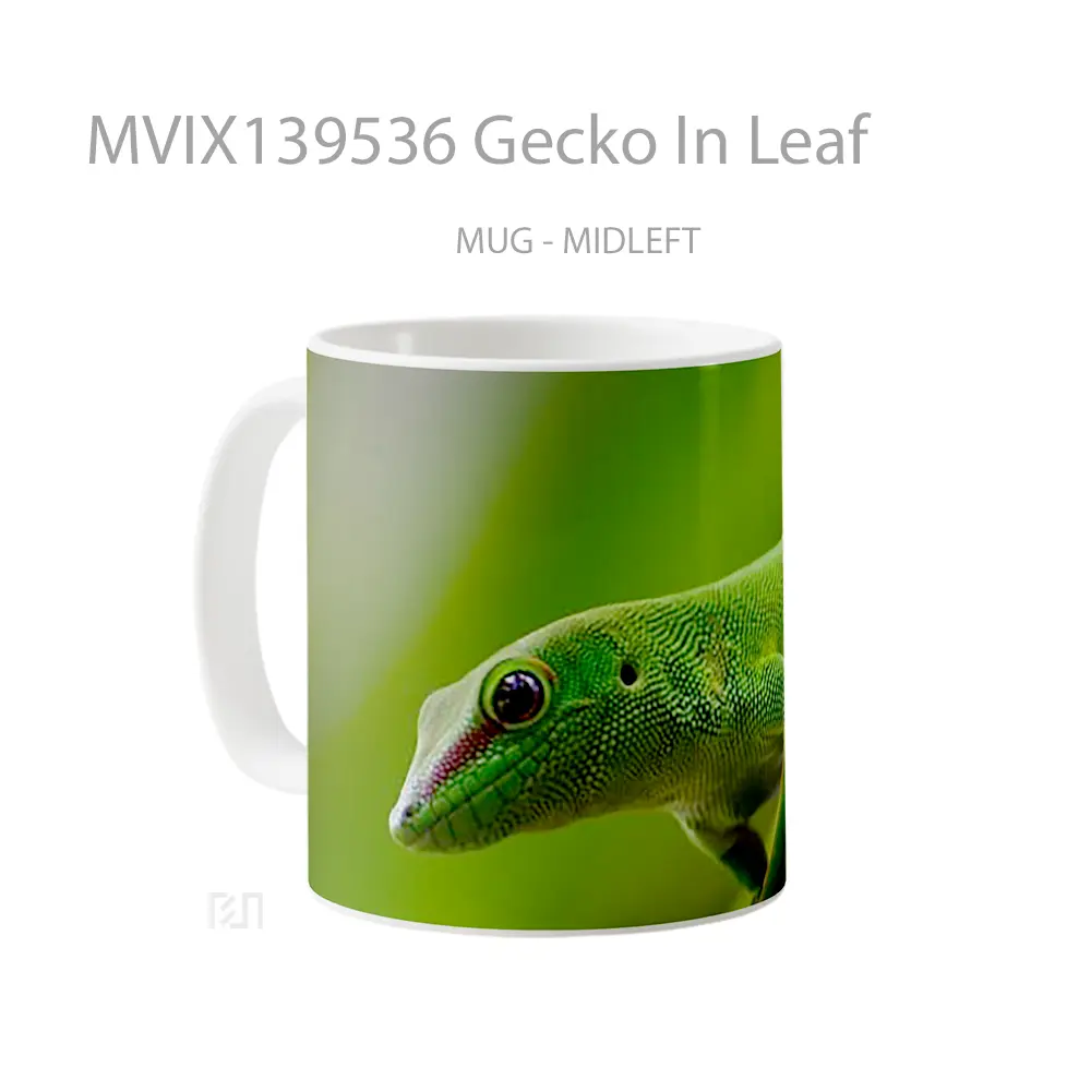 Mug Gecko In Leaf Gelas Keramik Unik - All-side / Desain