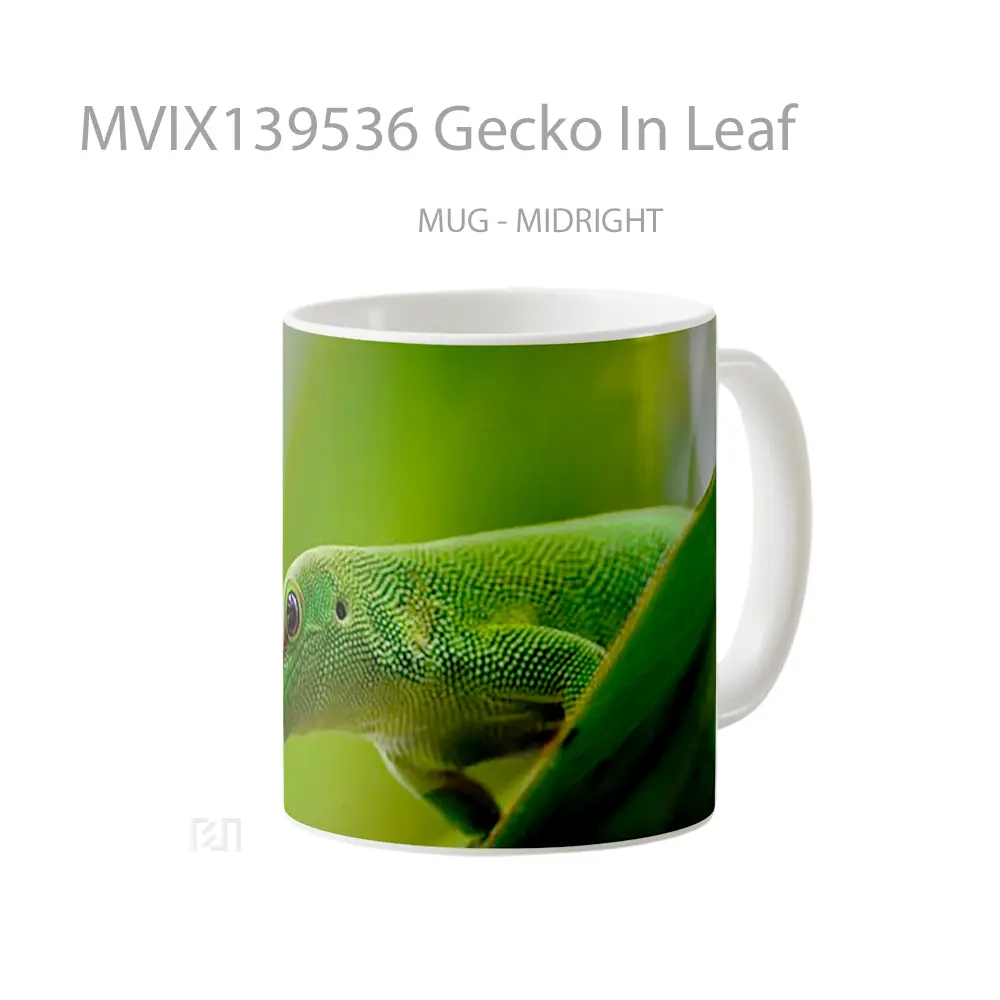 Mug Gecko In Leaf Gelas Keramik Unik - All-side / Desain
