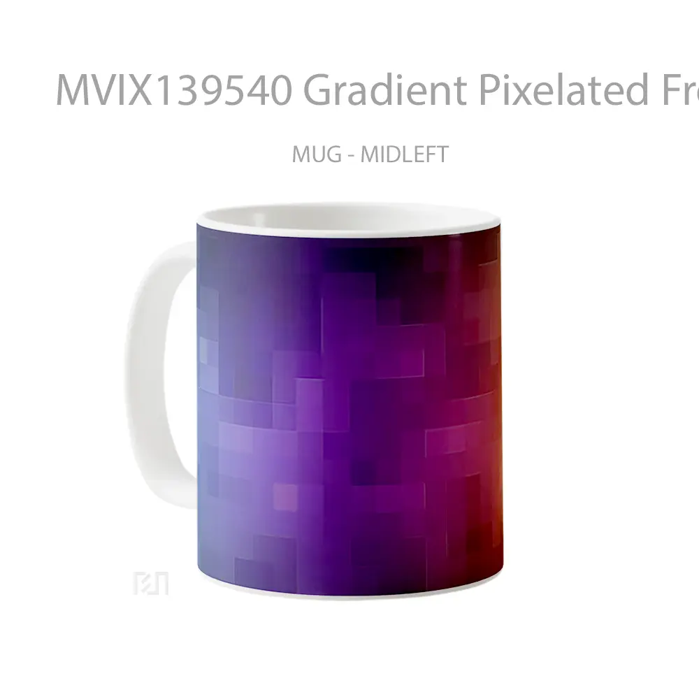 Mug Gradient Pixelated From Blue To Orange Gelas Keramik Unik - All-side / Desain