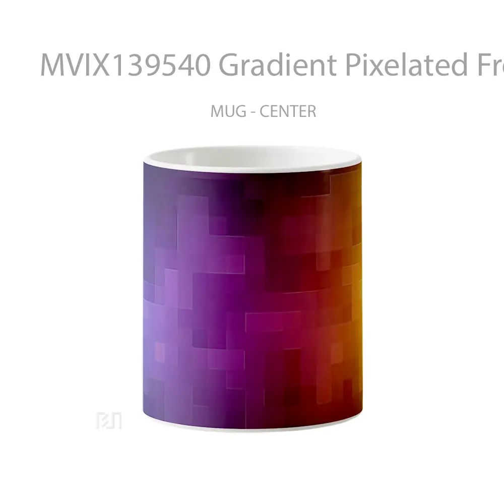 Mug Gradient Pixelated From Blue To Orange Gelas Keramik Unik