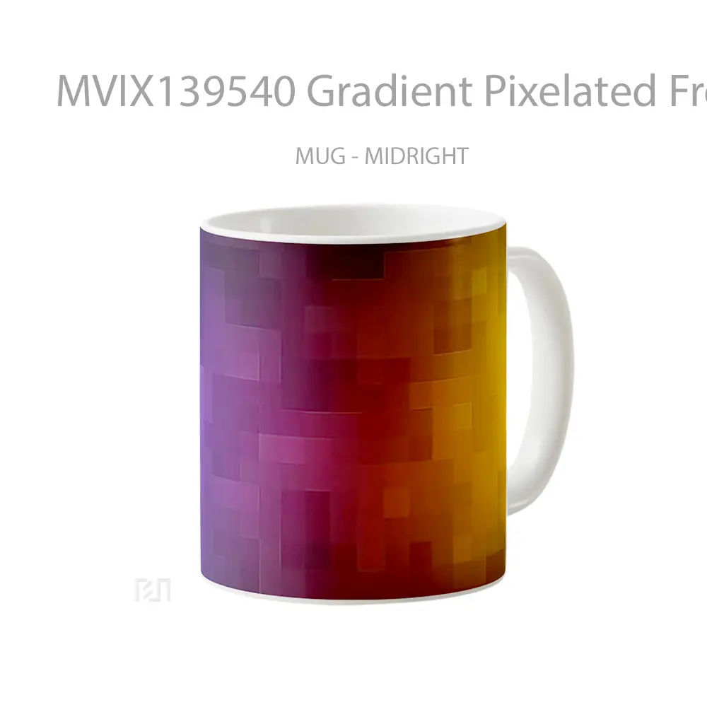 Mug Gradient Pixelated From Blue To Orange Gelas Keramik Unik - All-side / Desain