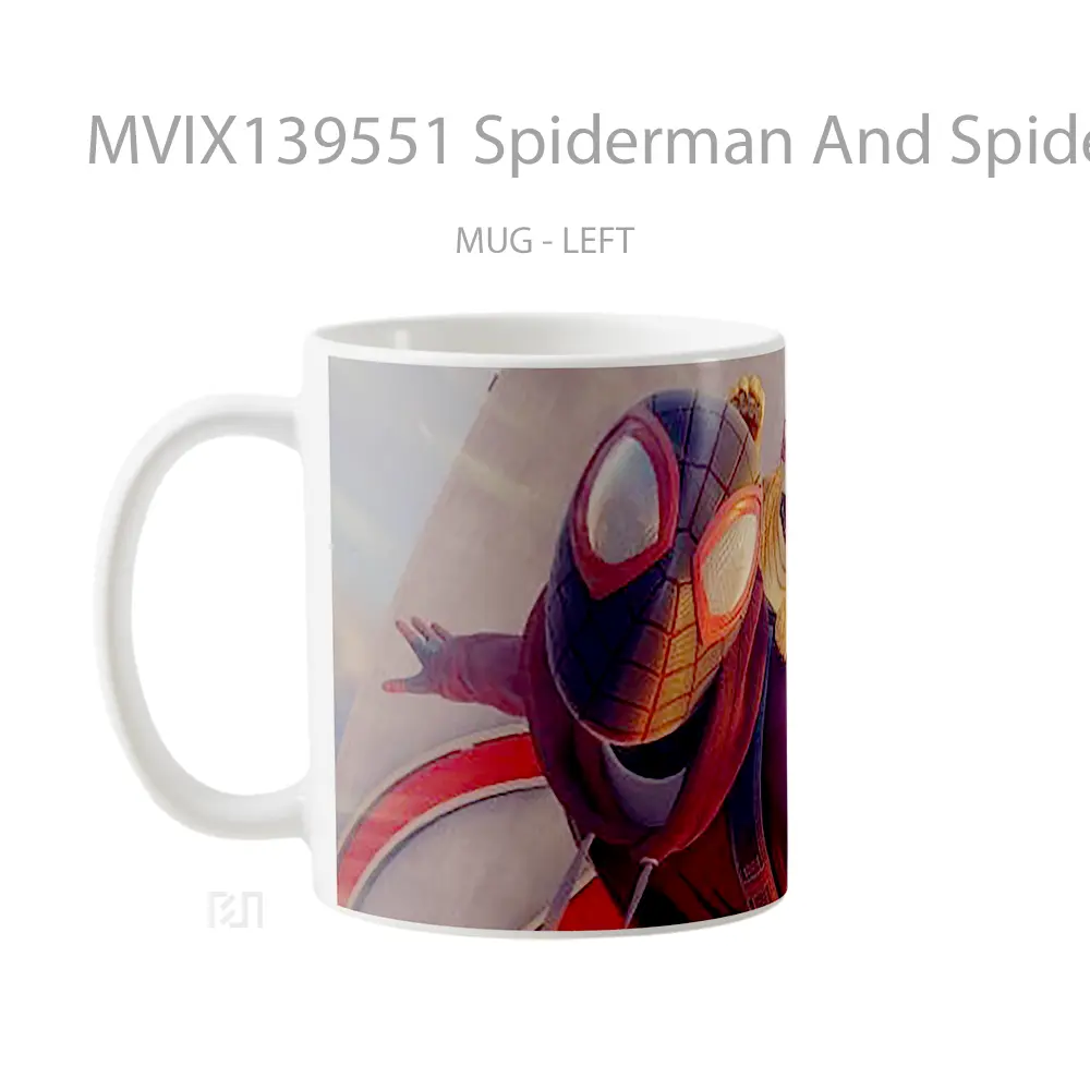 Mug Spiderman And Spidercat Gelas Superhero - All-side / Desain
