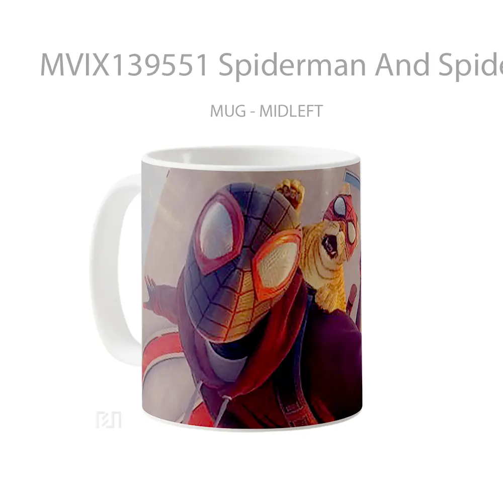 Mug Spiderman And Spidercat Gelas Superhero - All-side / Desain