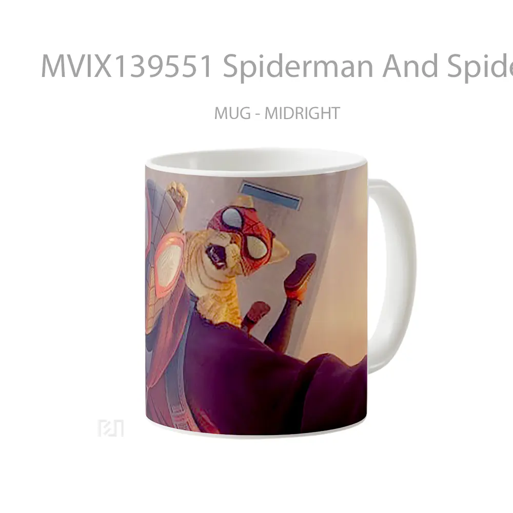 Mug Spiderman And Spidercat Gelas Superhero - All-side / Desain