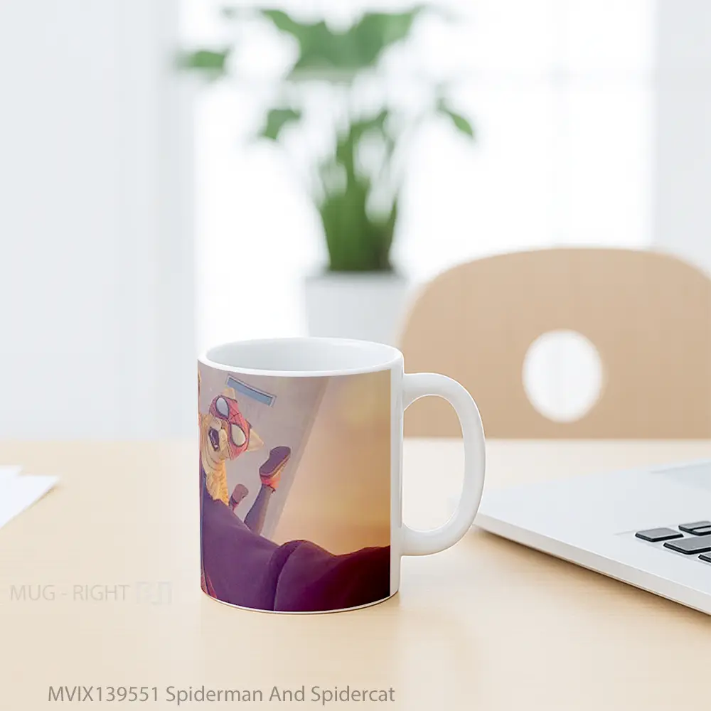 Mug Spiderman And Spidercat Gelas Superhero - All-side / Desain