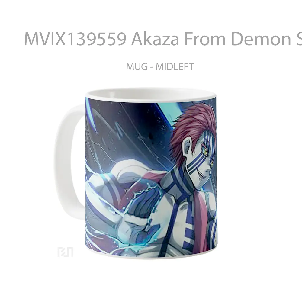 Mug Akaza From Demon Slayer V4 Cangkir Anime - All-side / Desain