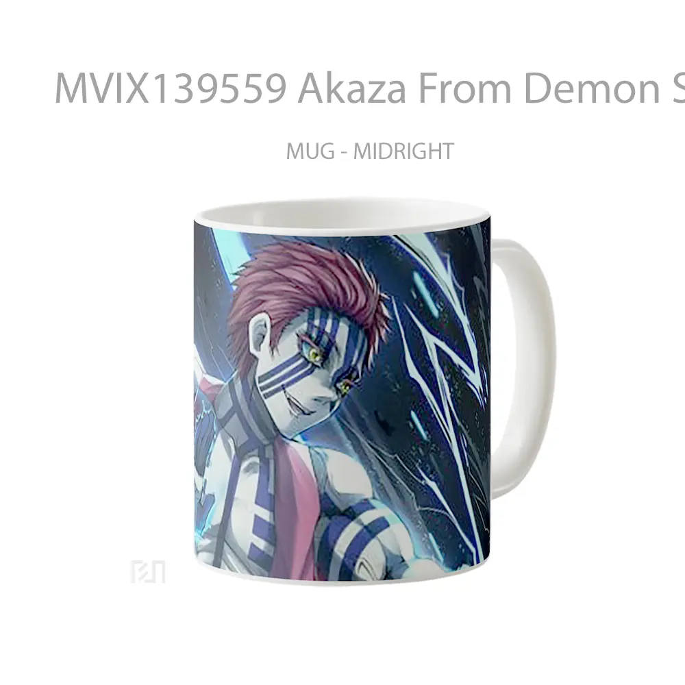 Mug Akaza From Demon Slayer V4 Cangkir Anime - All-side / Desain