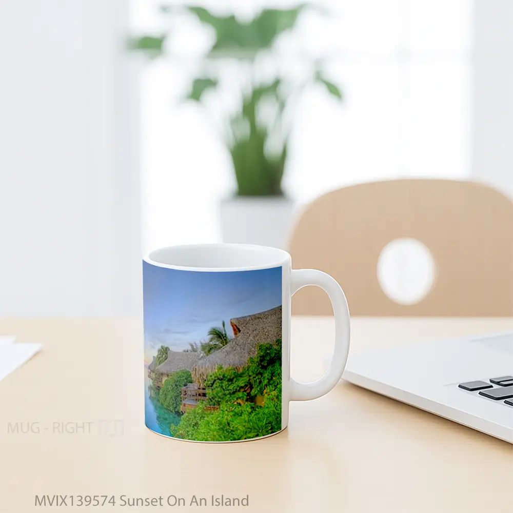 Mug Sunset On An Island Gelas Pemandangan Alam - All-side / Desain