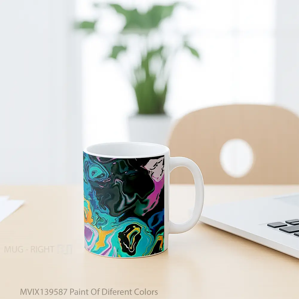 Mug Paint Of Diferent Colors Gelas Keramik Unik - All-side / Desain