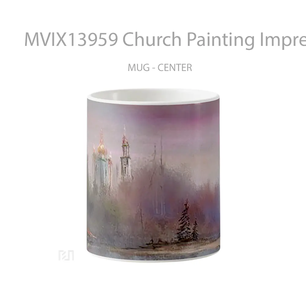 Mug Church Painting Impressionist Gelas Seni Modern
