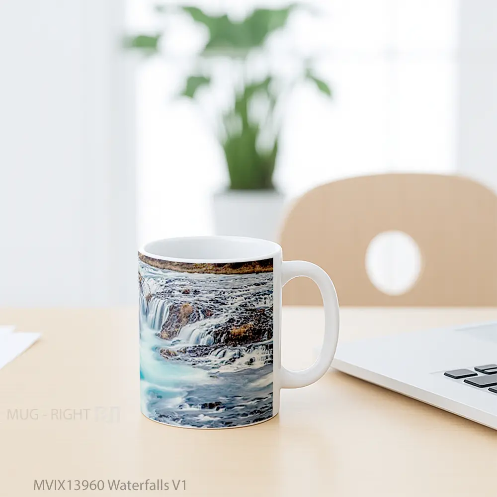 Mug Waterfalls V1 Gelas Pemandangan Alam - All-side / Desain