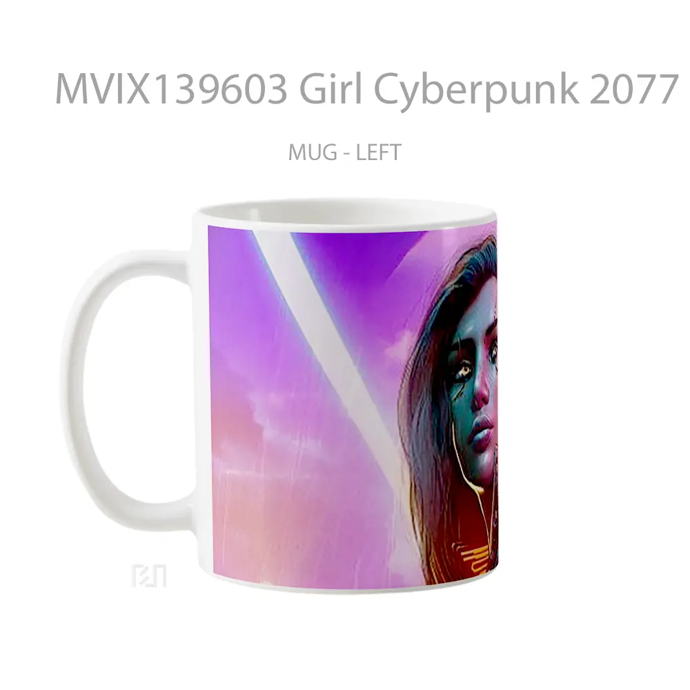 Mug Girl Cyberpunk 2077 Style Cangkir Gamer - All-side / Desain