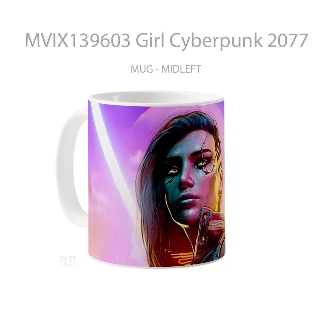 Mug Girl Cyberpunk 2077 Style Cangkir Gamer - All-side / Desain
