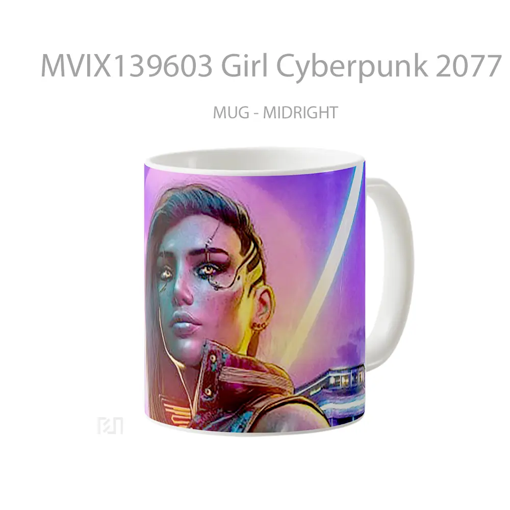 Mug Girl Cyberpunk 2077 Style Cangkir Gamer - All-side / Desain