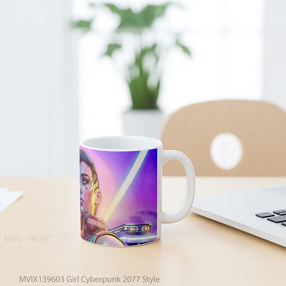 Mug Girl Cyberpunk 2077 Style Cangkir Gamer - All-side / Desain