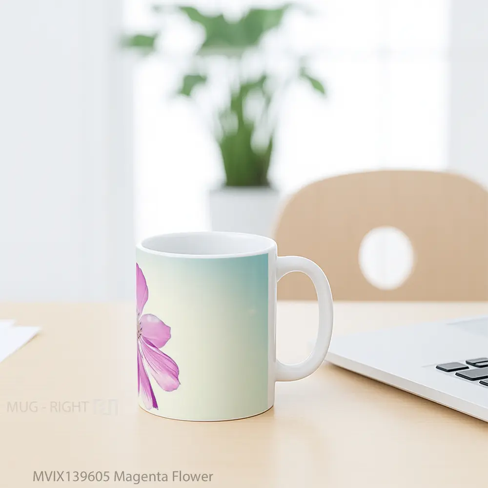 Mug Magenta Flower Gelas Pemandangan Alam - All-side / Desain