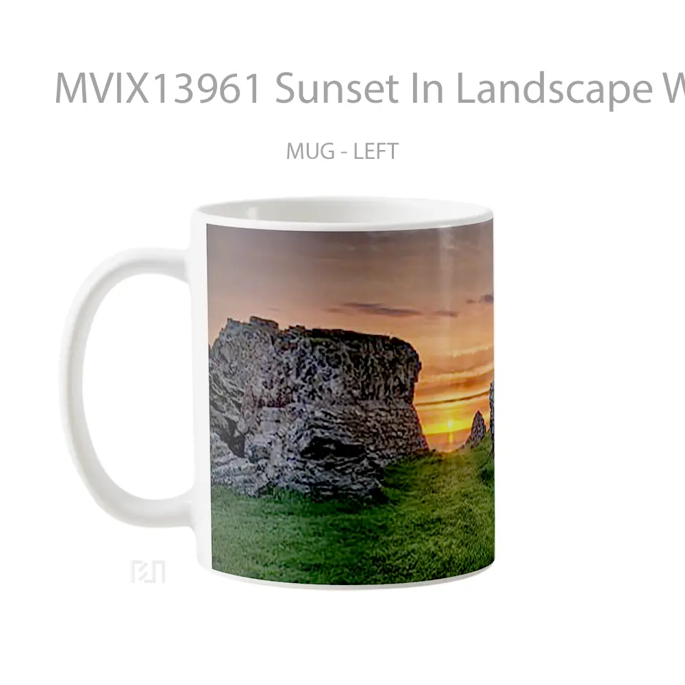 Mug Sunset In Landscape With Rocks Gelas Pemandangan Alam - All-side / Desain