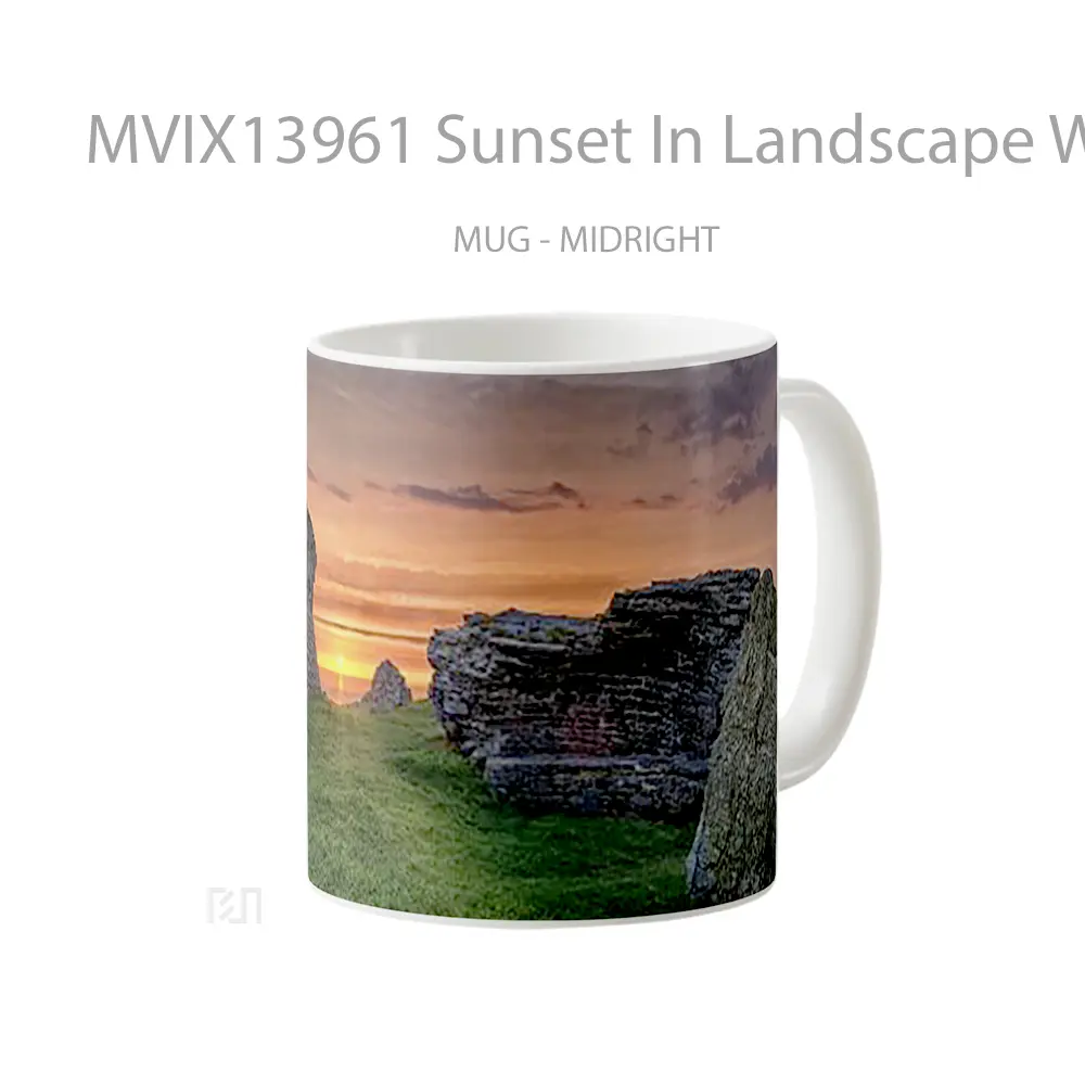 Mug Sunset In Landscape With Rocks Gelas Pemandangan Alam - All-side / Desain