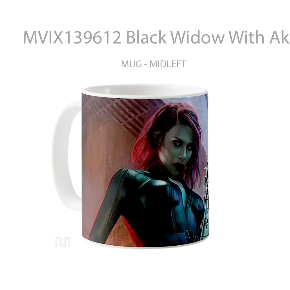 Mug Black Widow With Ak47 Gelas Superhero - All-side / Desain