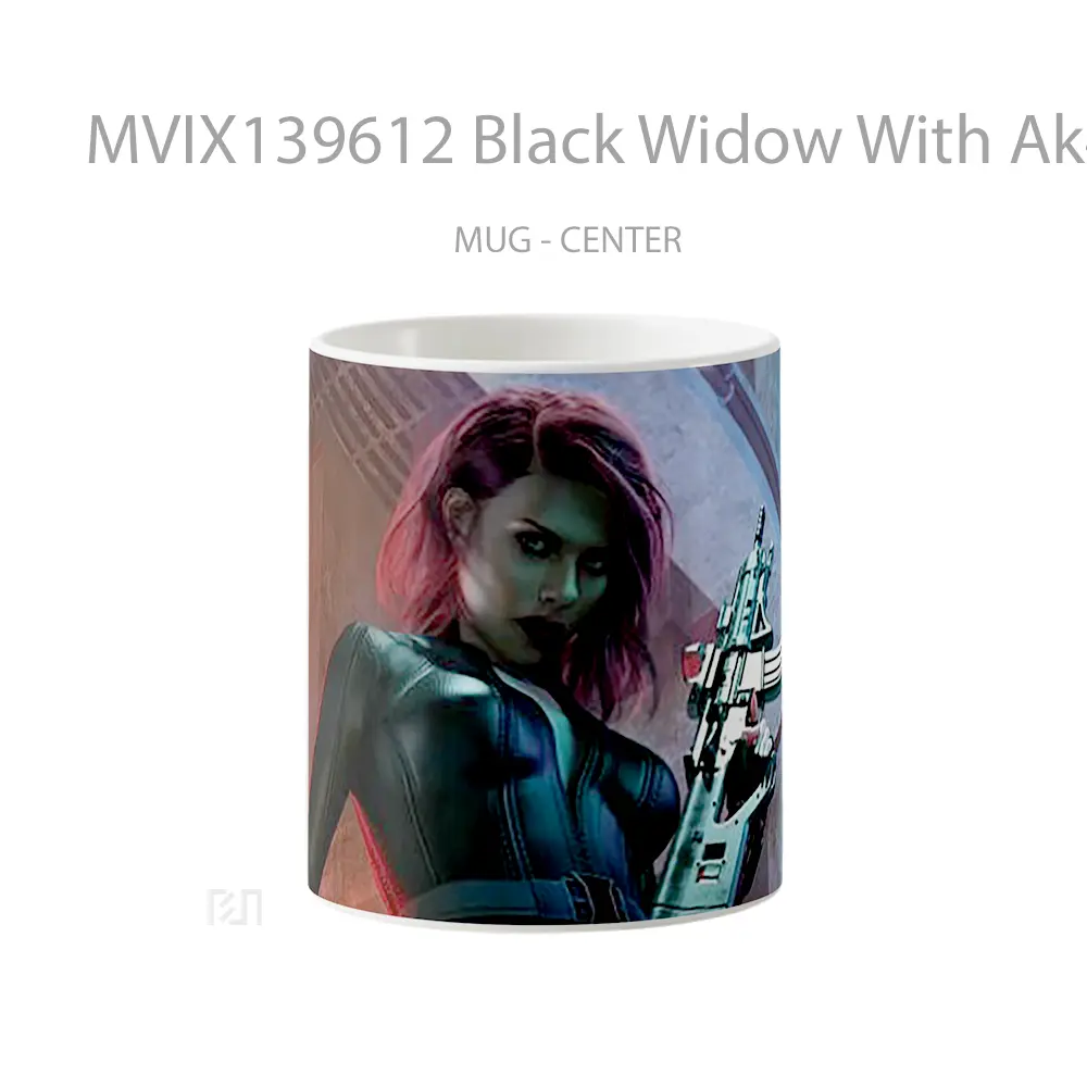 Mug Black Widow With Ak47 Gelas Superhero