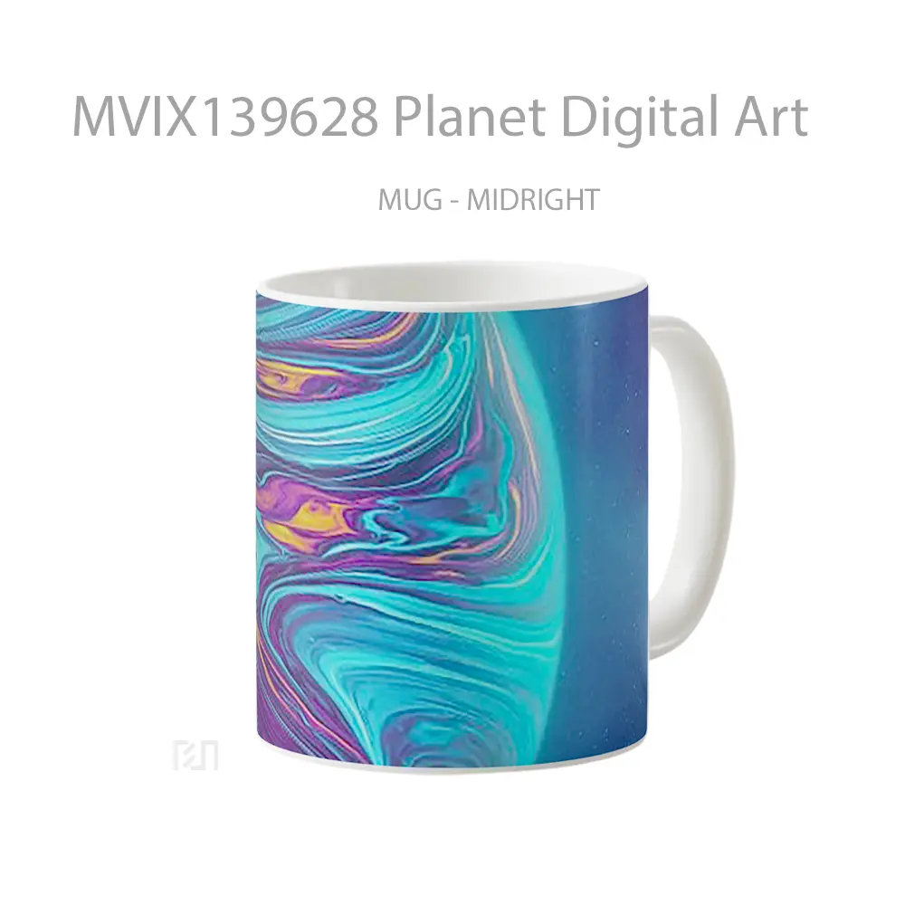 Mug Planet Digital Art Gelas Seni Modern - All-side / Desain