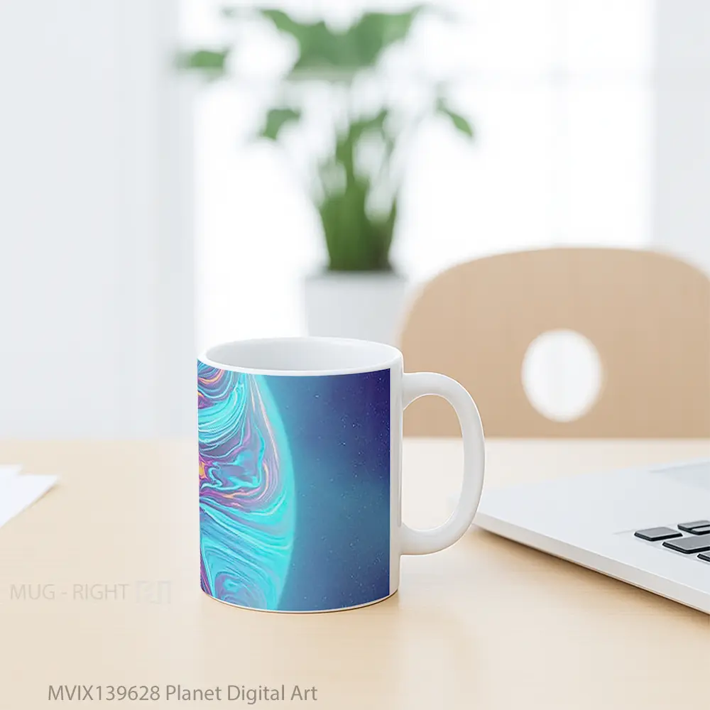 Mug Planet Digital Art Gelas Seni Modern - All-side / Desain