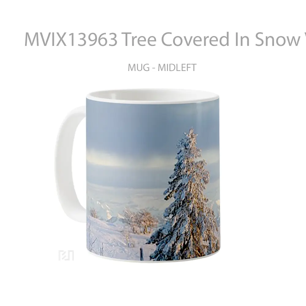 Mug Tree Covered In Snow V1 Gelas Pemandangan Alam - All-side / Desain