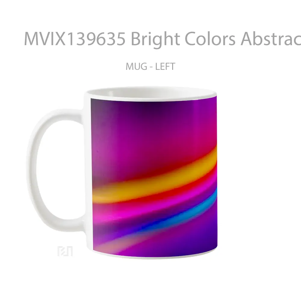 Mug Bright Colors Abstract Gelas Seni Modern - Tampak Kanan