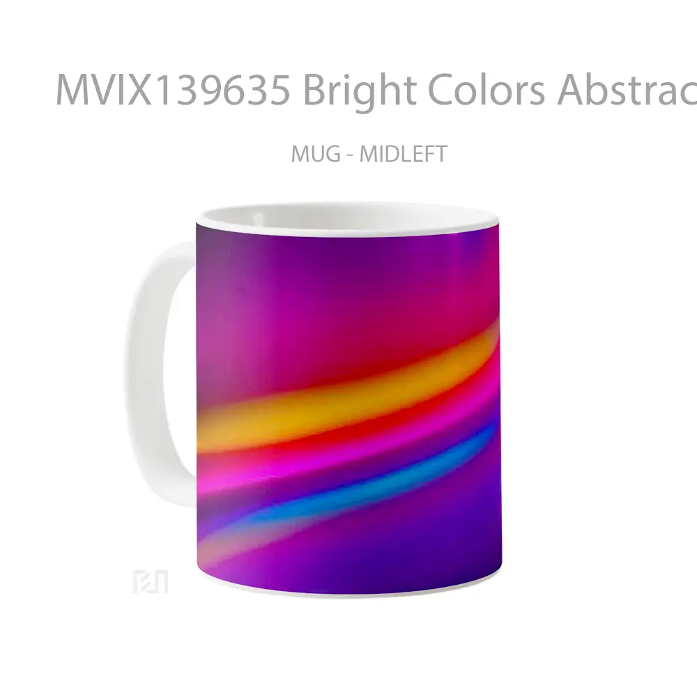 Mug Bright Colors Abstract Gelas Seni Modern - Tampak Kanan