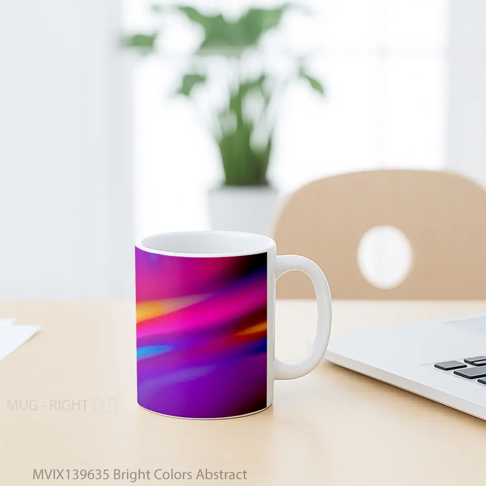 Mug Bright Colors Abstract Gelas Seni Modern - Tampak Kanan