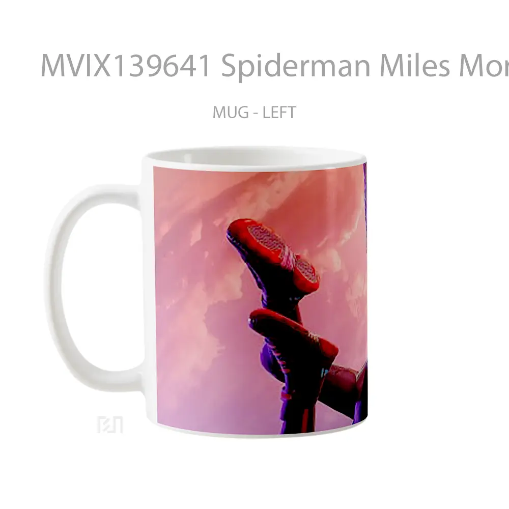 Mug Spiderman Miles Morales Hanging From Spiderweb Gelas Superhero - All-side / Desain