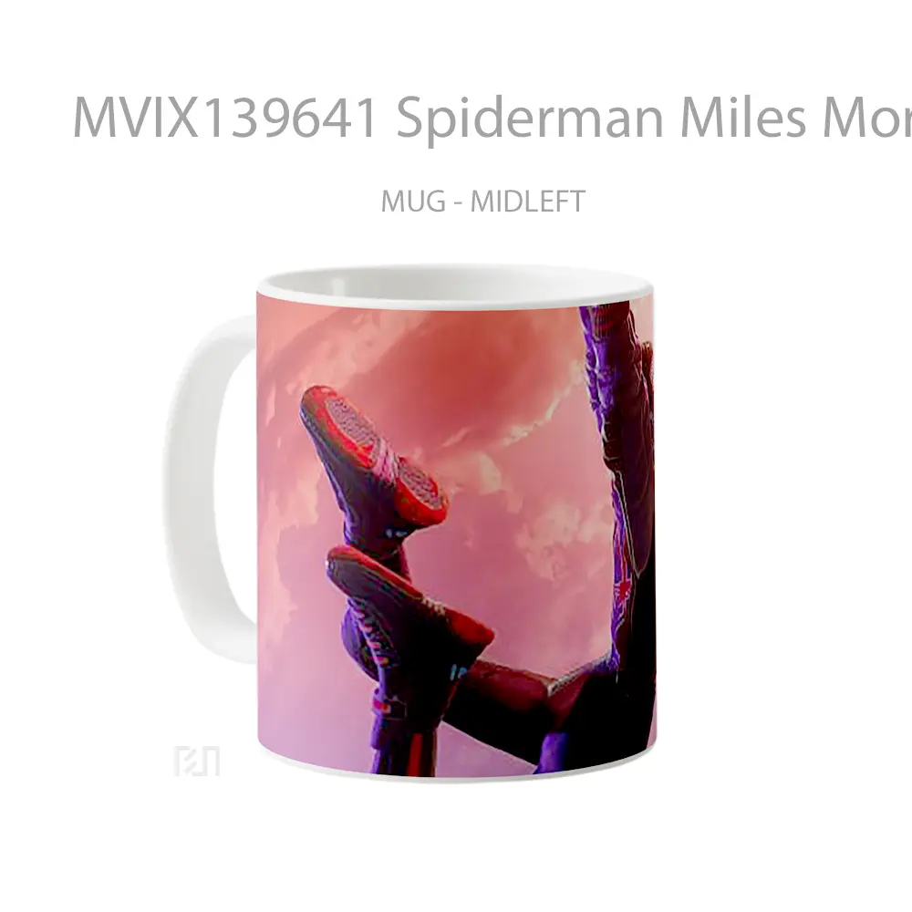 Mug Spiderman Miles Morales Hanging From Spiderweb Gelas Superhero - All-side / Desain