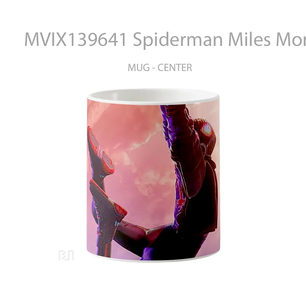 Mug Spiderman Miles Morales Hanging From Spiderweb Gelas Superhero