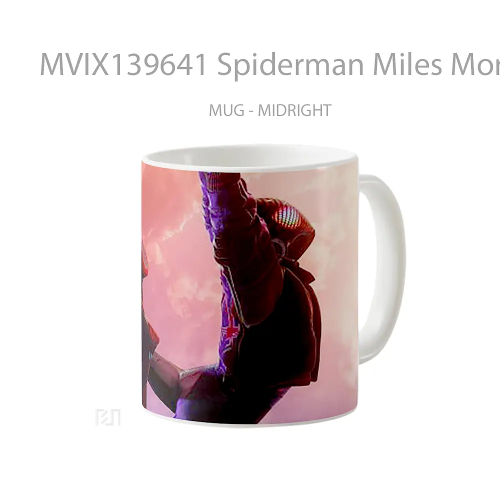 Mug Spiderman Miles Morales Hanging From Spiderweb Gelas Superhero - All-side / Desain