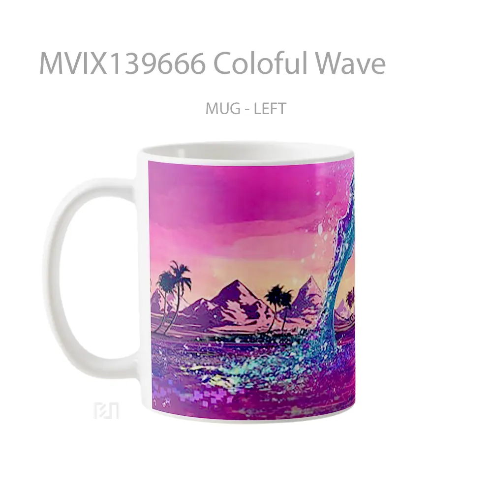 Mug Coloful Wave Gelas Keramik Unik - All-side / Desain