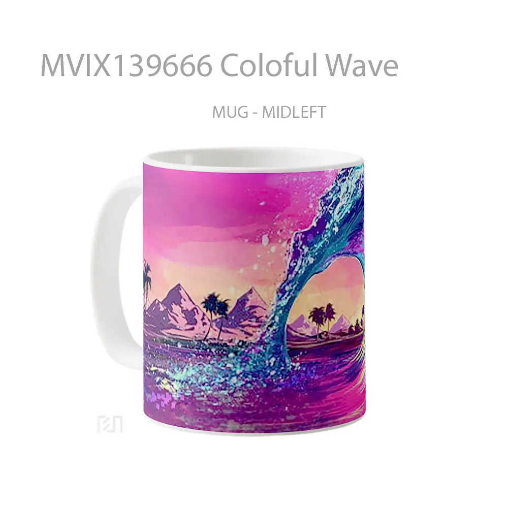 Mug Coloful Wave Gelas Keramik Unik - All-side / Desain