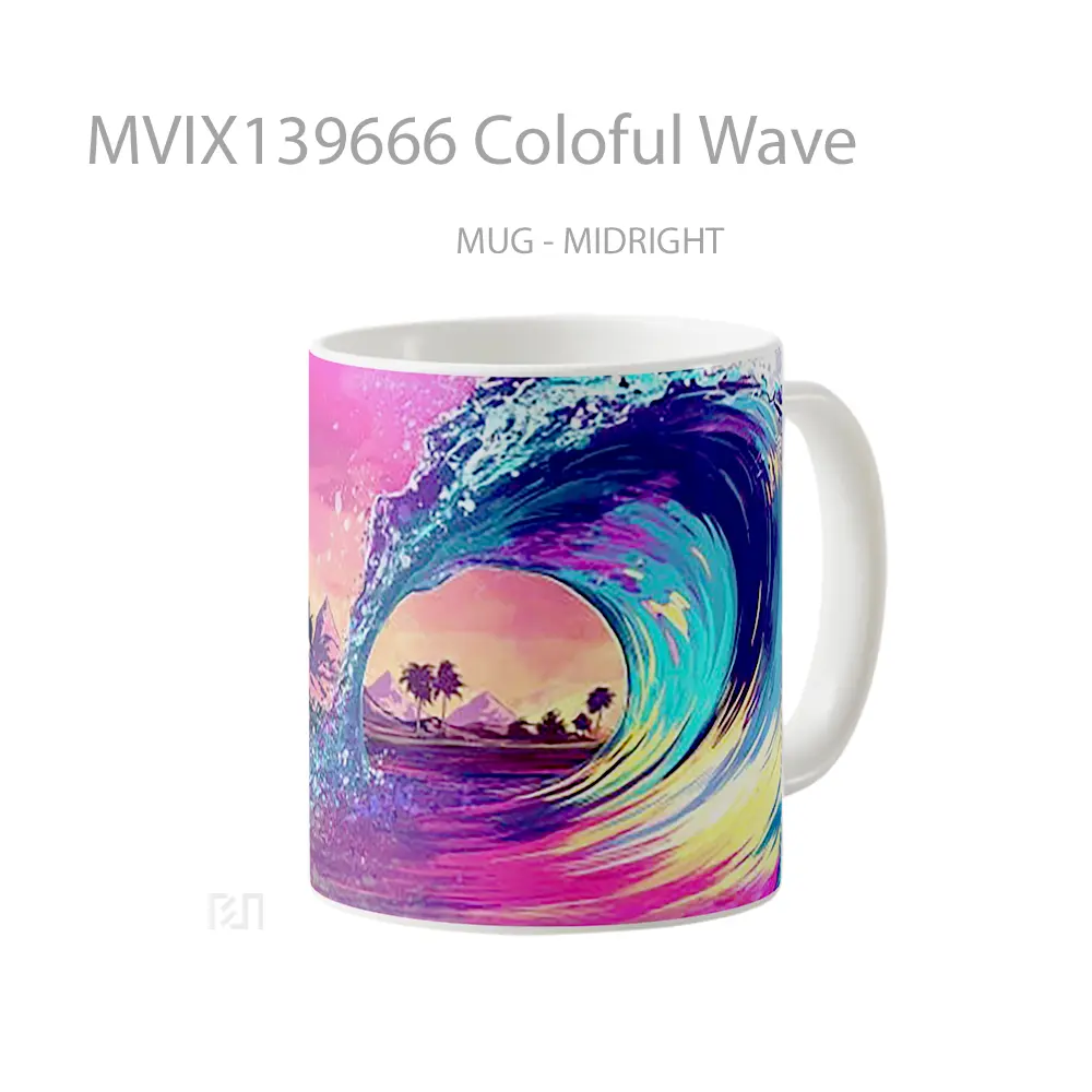 Mug Coloful Wave Gelas Keramik Unik - All-side / Desain