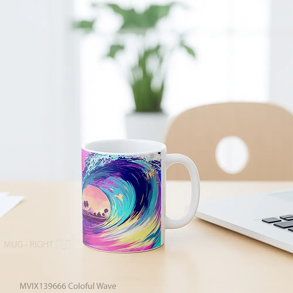 Mug Coloful Wave Gelas Keramik Unik - All-side / Desain