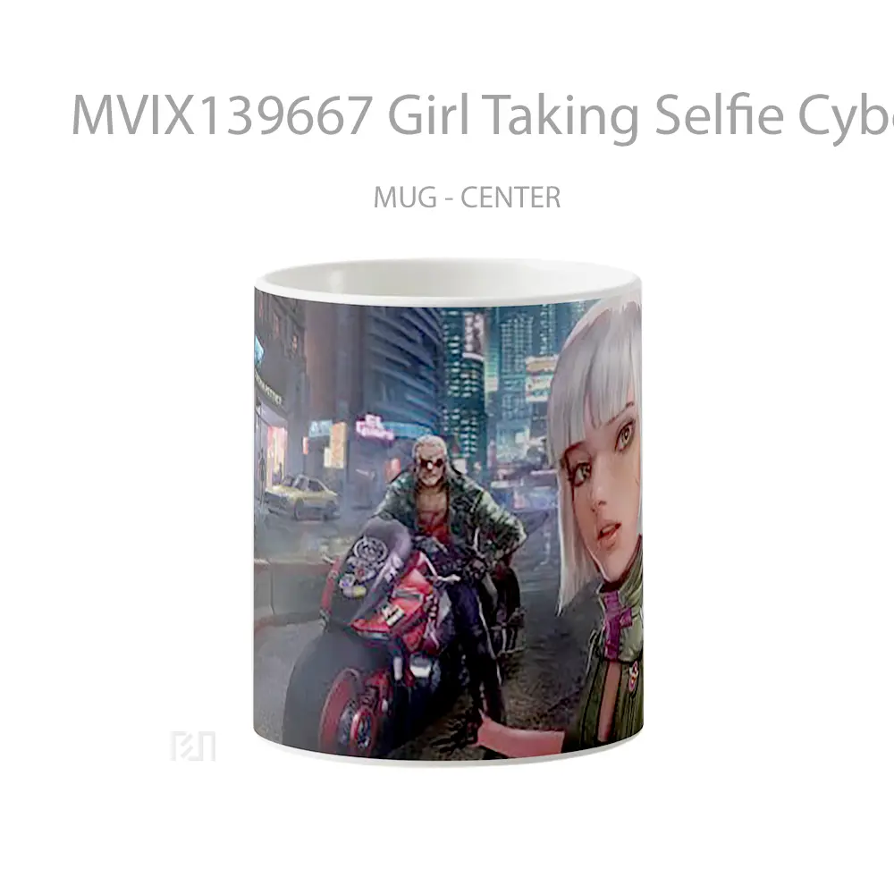 Mug Girl Taking Selfie Cyberpunk 2077 Cangkir Gamer