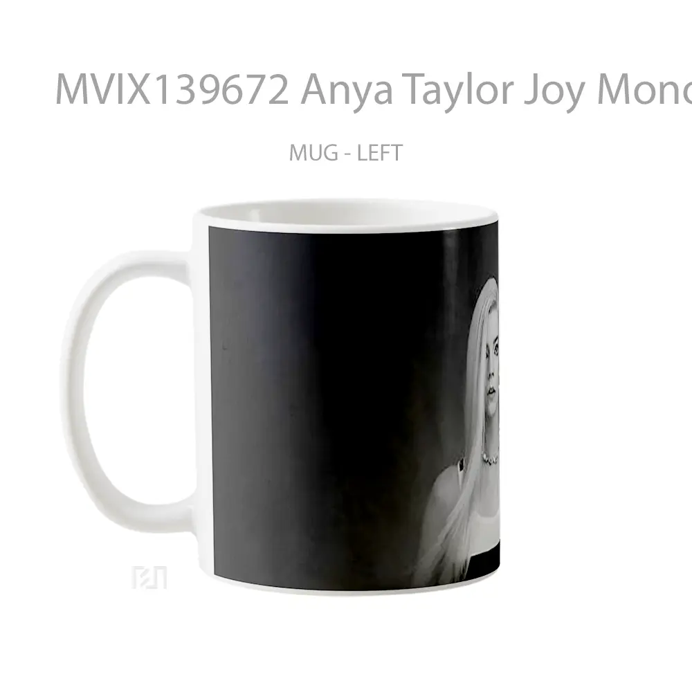 Mug Anya Taylor Joy Monocrome Gelas Selebriti - All-side / Desain
