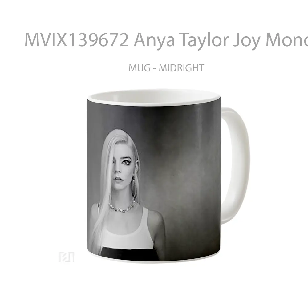 Mug Anya Taylor Joy Monocrome Gelas Selebriti - All-side / Desain
