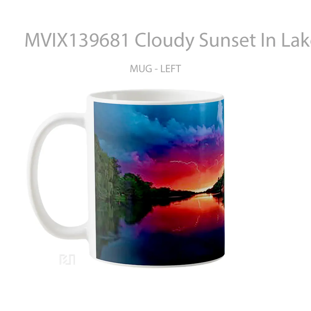 Mug Cloudy Sunset In Lake Gelas Pemandangan Alam - All-side / Desain