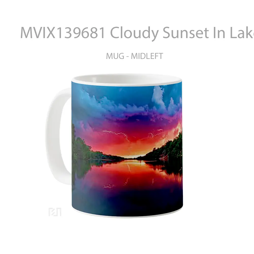 Mug Cloudy Sunset In Lake Gelas Pemandangan Alam - All-side / Desain