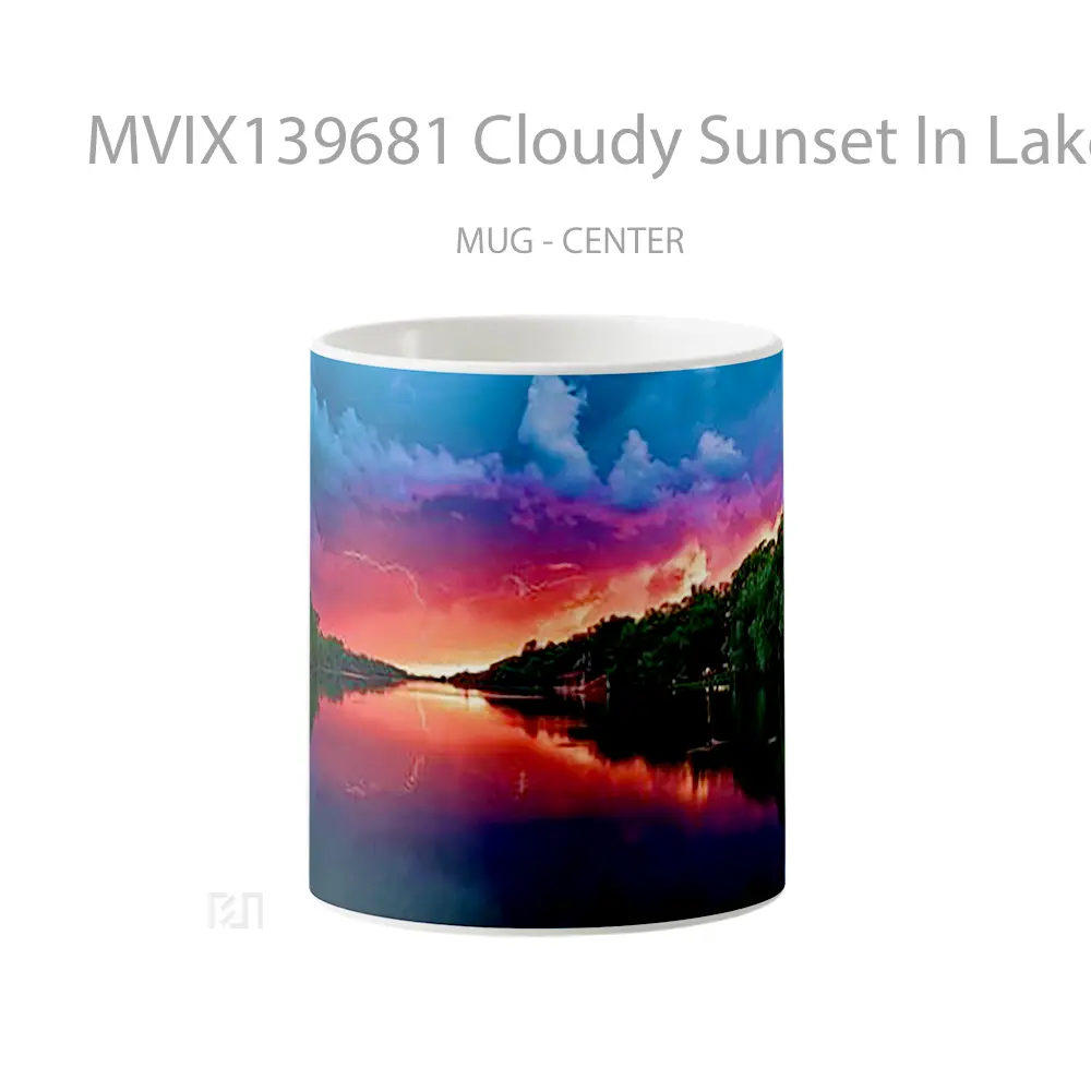 Mug Cloudy Sunset In Lake Gelas Pemandangan Alam