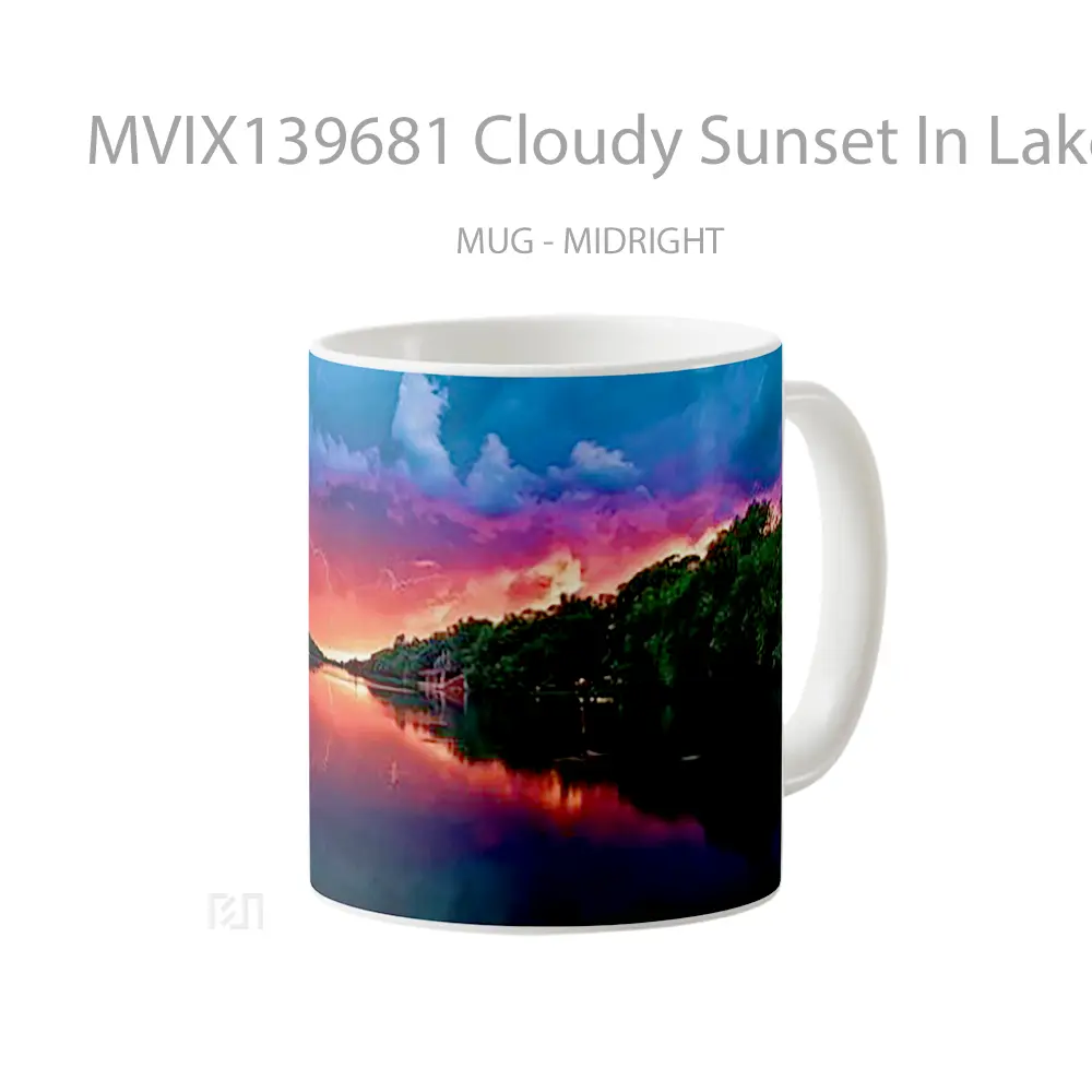 Mug Cloudy Sunset In Lake Gelas Pemandangan Alam - All-side / Desain