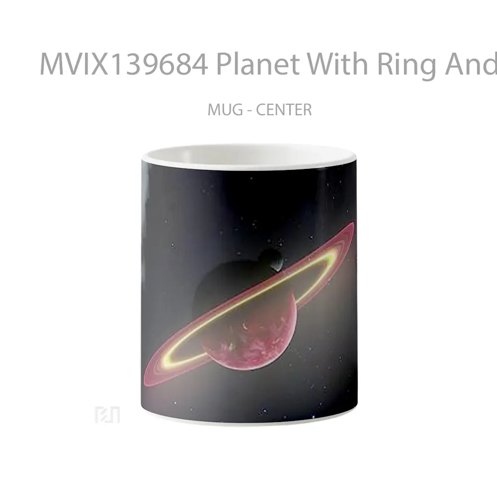 Mug Planet With Ring And Moon Gelas Astronomi