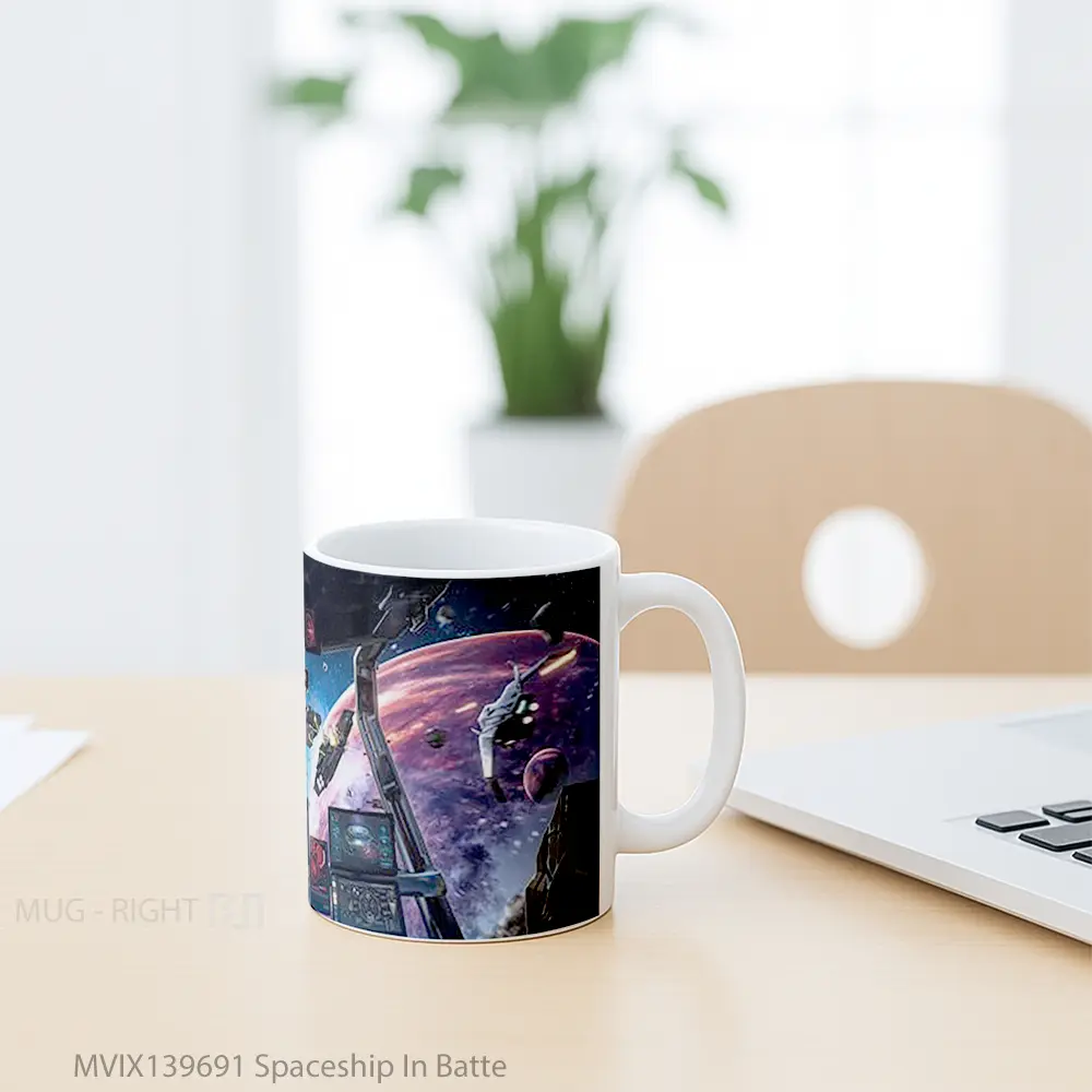 Mug Spaceship In Batte Gelas Keramik Unik - All-side / Desain